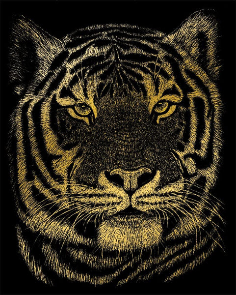 Royal Brush Engraving Art Gold Foil Bengal Tiger