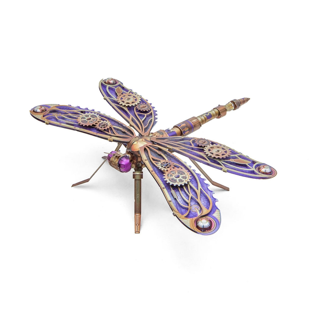 Steam punk purple and gold dragonfly model.
