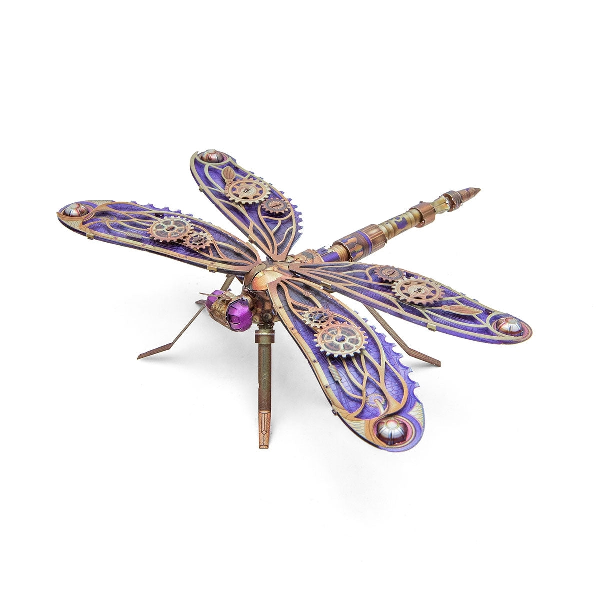 Steam punk purple and gold dragonfly model.