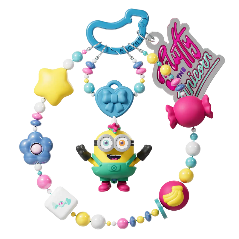 Colorful phone charm strap with attached Minion figure.