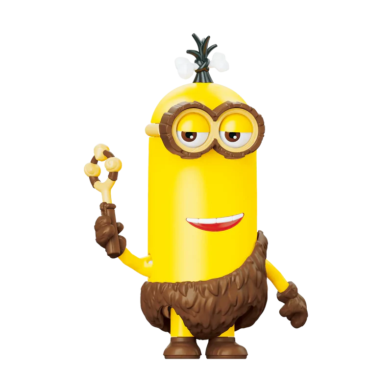Yellow Minion figure dressed as caveman
