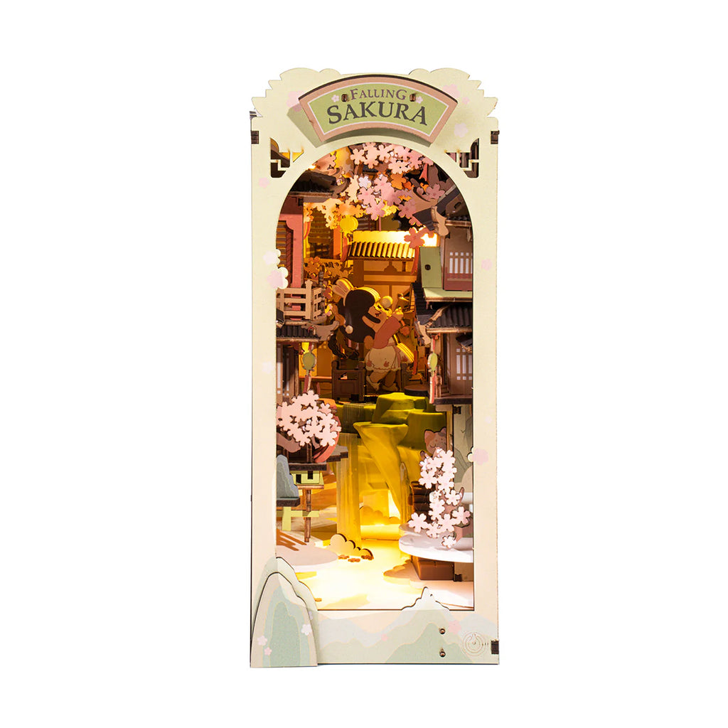 Assembled kit of Falling Sakura book nook kit.