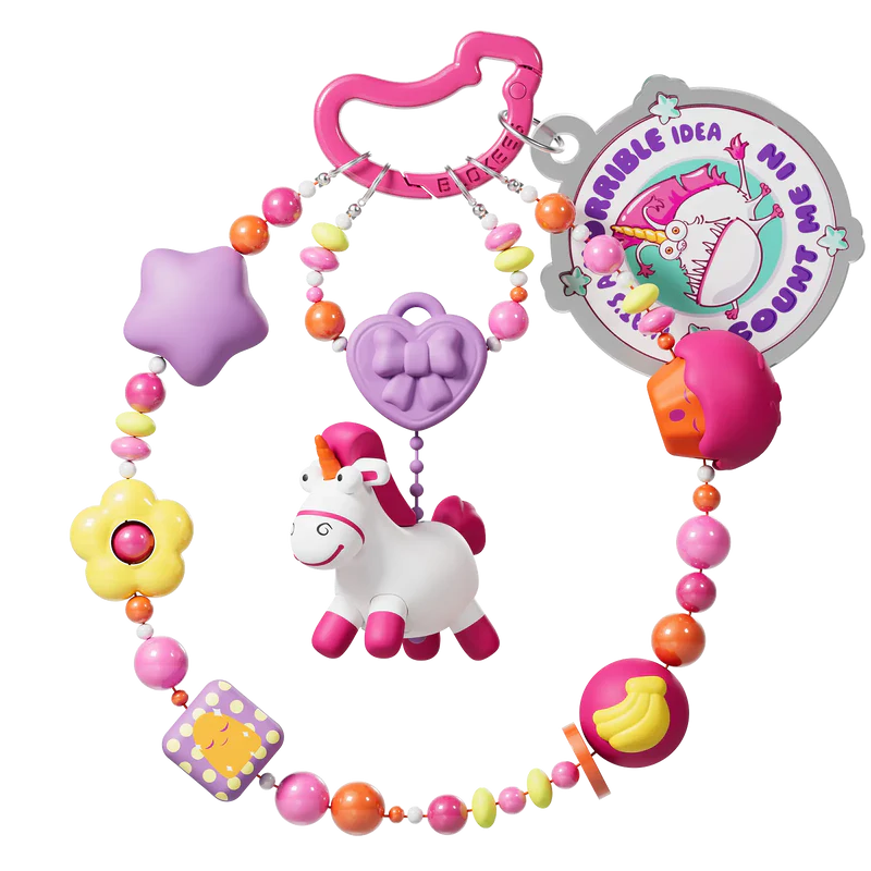 Colorful phone charm strap with attached Minion figure.
