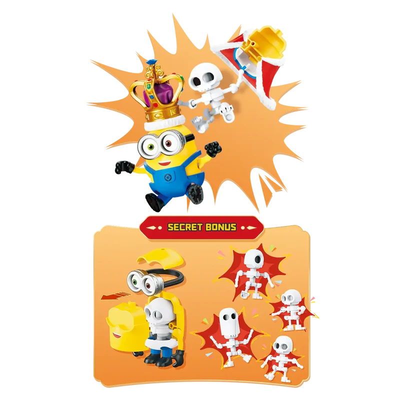 Model of Despicable Me Minion showing skeleton inside figure.