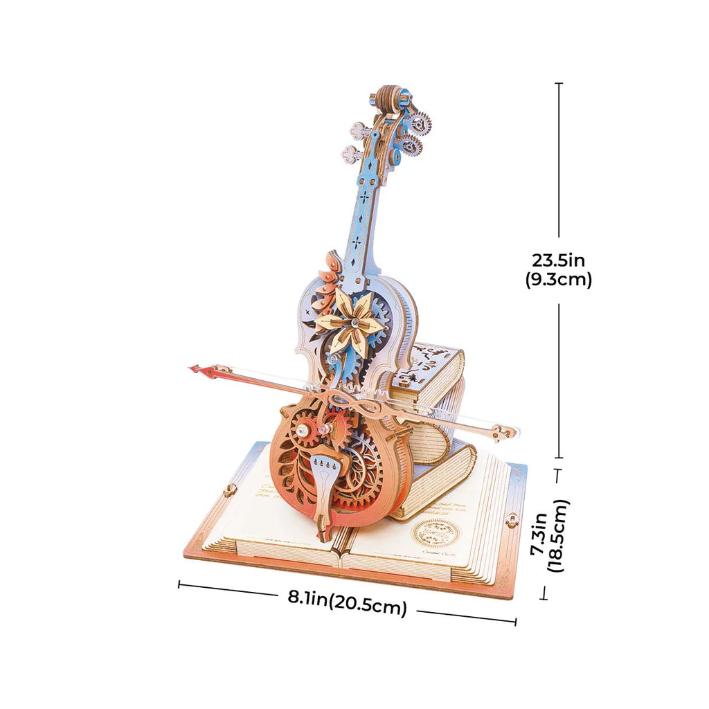 Symphony of Gorgeous Dreams mechanical model kit pictured with dimensions listed