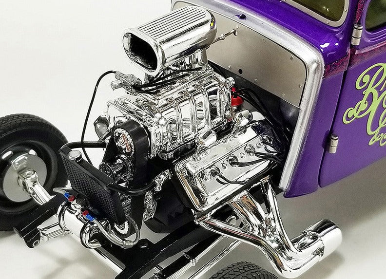 Close up of engine on a diecast model car.