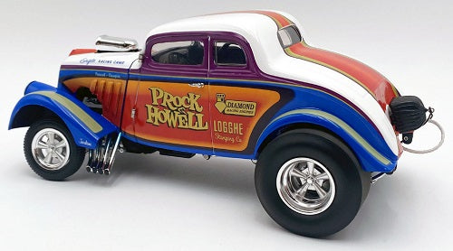 Model car of Willys Gasser with 'Nitro Methane' branding on a white background