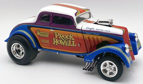 Model car of Willys Gasser with 'Prock & Howell' branding on a white background