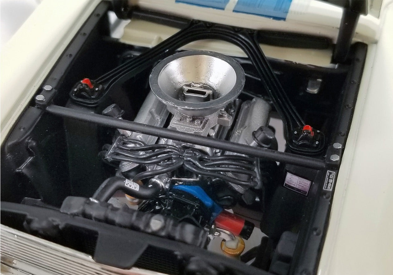 Close up of engine in diecast model car.