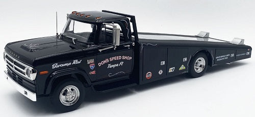 1/18 Scale model of a black ramp truck with "Don's Speed Shop" decals.