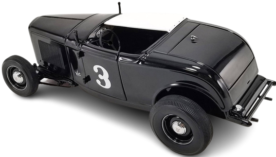 1/18 scale model of a 1932 Ford Salt Flat Roadster with the number 3 on the side, in black color.