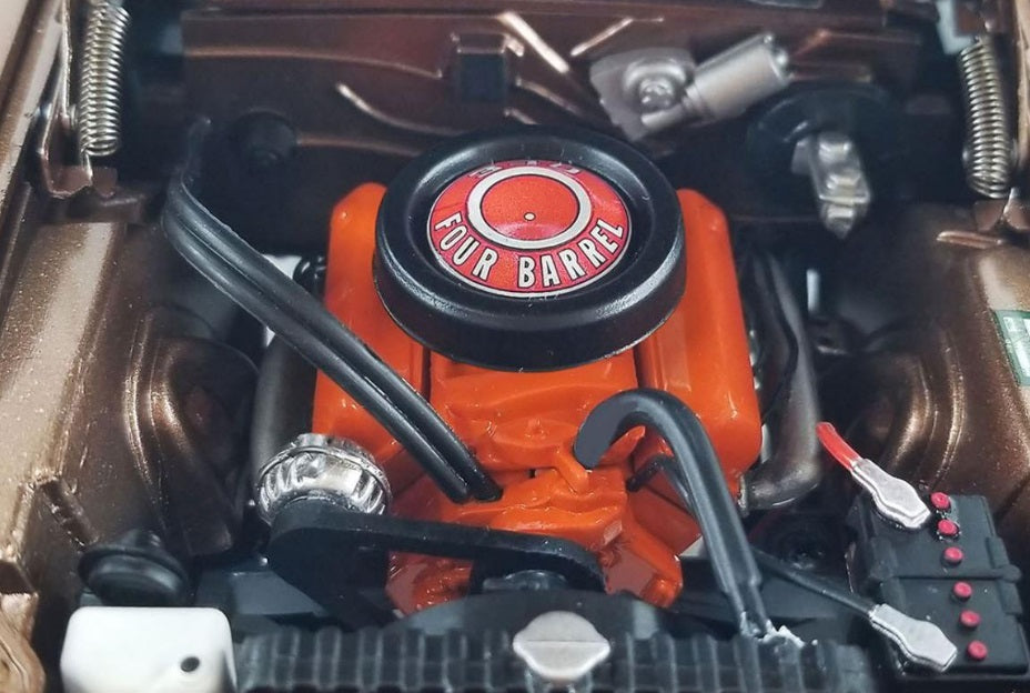 Under the hood view of car engine.