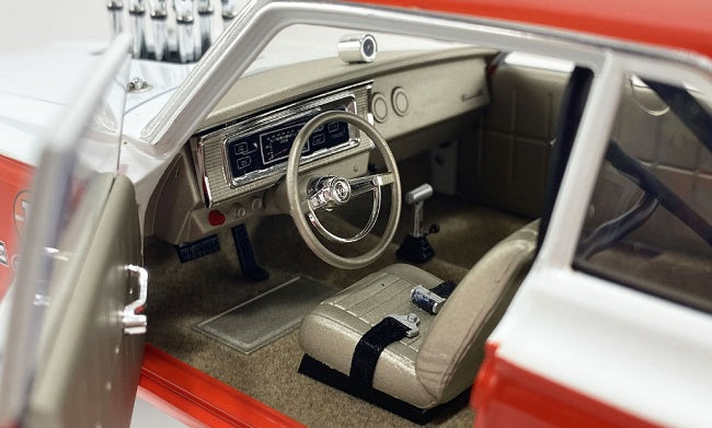 Interior view on 1/18 scale diecast car.