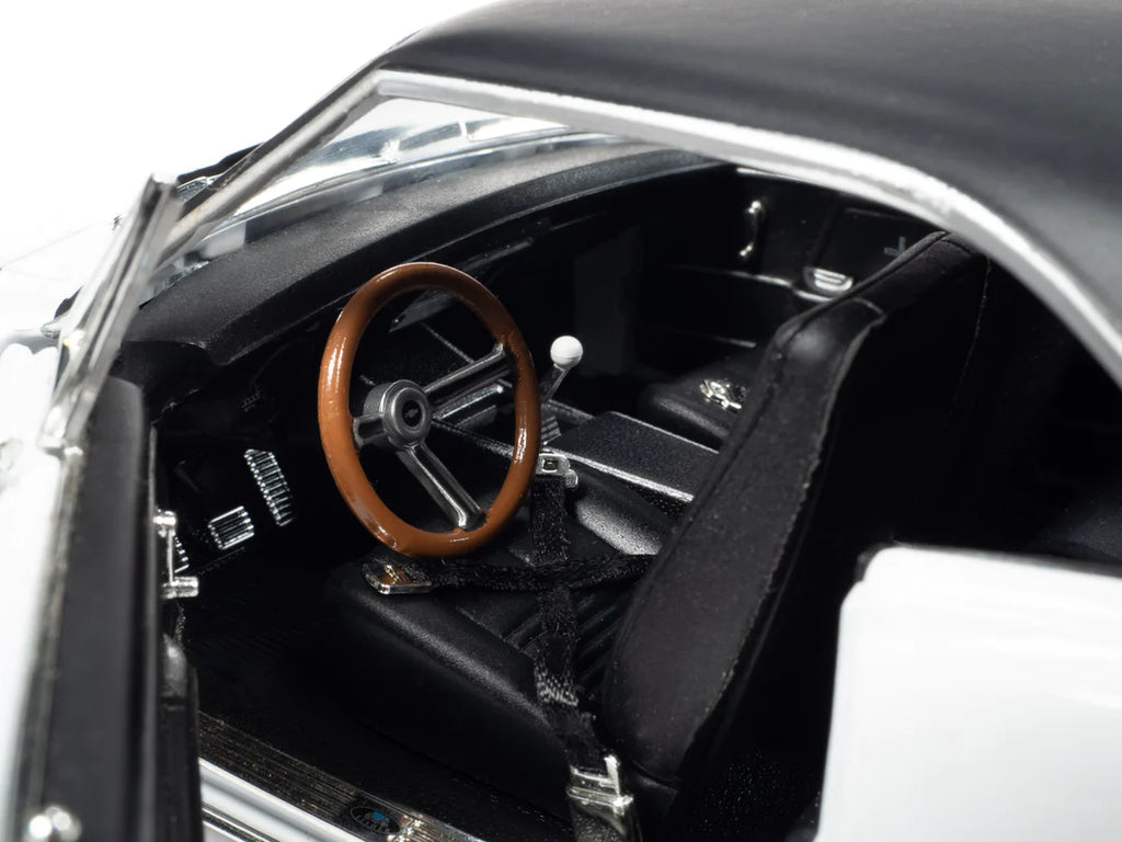 Interior view of a 1/18 scale model of a 1967 Chevrolet Camaro SS.