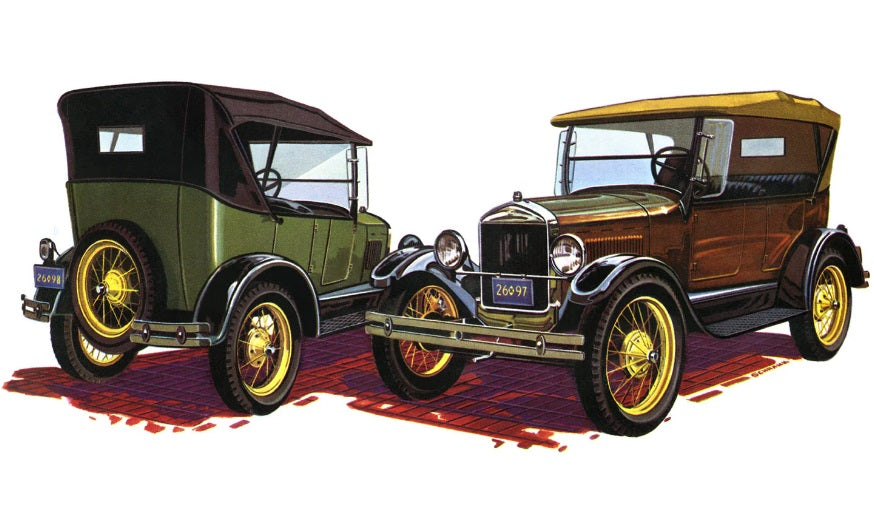 Illustration of 2 model Ts