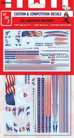 All American Graphics Decals set for 1/25 model kits with different American Flag themed decals