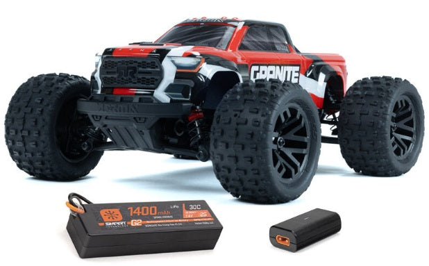 1/18 GRANITE GROM 4X4 RTR Brushed Monster Truck (Battery & Charger Included), Red/Black