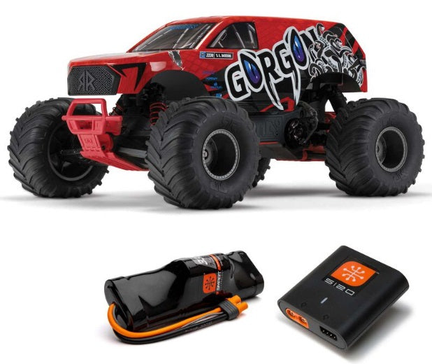 1/10 GORGON 2WD RTA Kit Brushed Monster Truck (Battery & Charger Included), Red