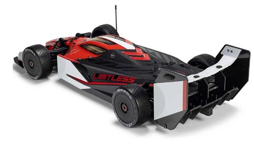 Arrma Limitless Remote control car with red and black body.