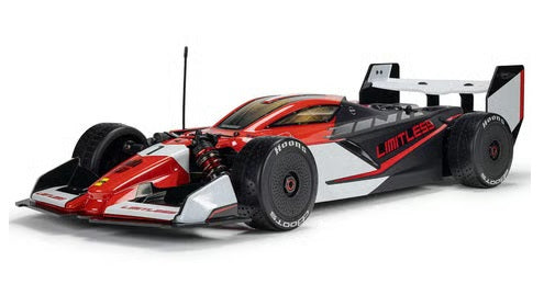 Arrma Limitless Remote control car with red and black body.