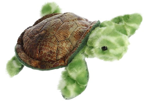 Green turtle with brown shell.