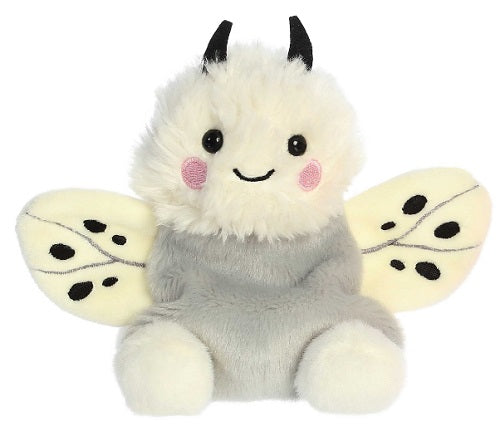Plush moth in sitting position with feet