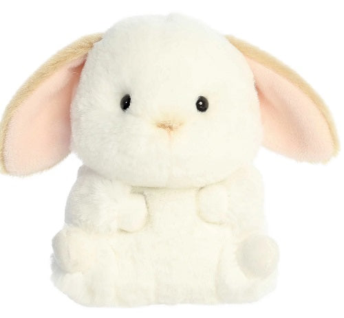 Plush white bunny toy.