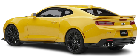 A 1/18 scale model car of a yellow 2017 Chevrolet Camaro.