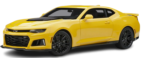 A 1/18 scale model car of a yellow 2017 Chevrolet Camaro.