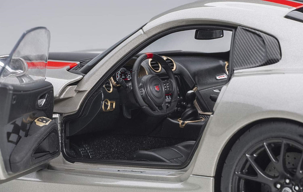 Close up of the interior in a scale model of a 2017 Dodge Viper.