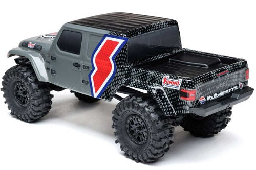 Remote control car with a Jeep Gladiator body.