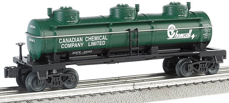 Green Chemcell tank car.