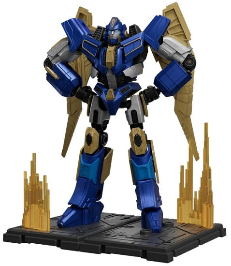 Assembled Model Kit of Transformers Sentinel Prime on a black base.