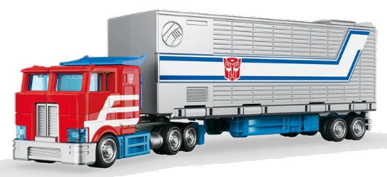 Assembled model kit of Optimus Prime truck.