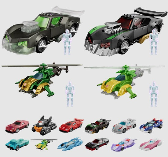 Collection of Transfomers vehciles.