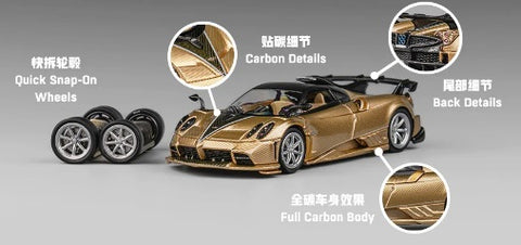 Scale model of a gold colored Pagani Imola with black details