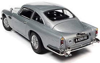 1/18 scale model of an Aston Martin DB5 Coupe with a silver metallic finish and black interior.