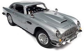 1/18 scale model of an Aston Martin DB5 Coupe with a silver metallic finish and black interior.