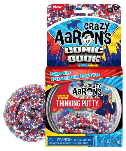 Package of clear putty with red, white, and blue pieces mixed in.