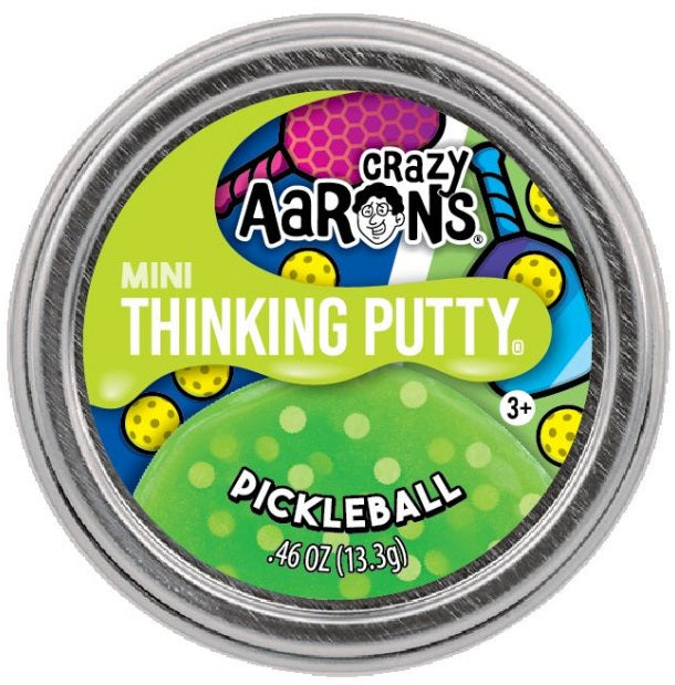 Round metal tin of green putty with small green circles mixed in.