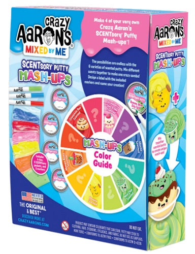 Box with markers, putty packages, and a color wheel illustrating color options.