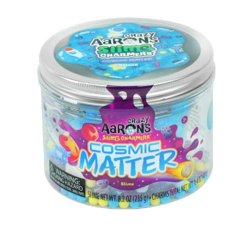 Jar of slime with pictures of meteors.