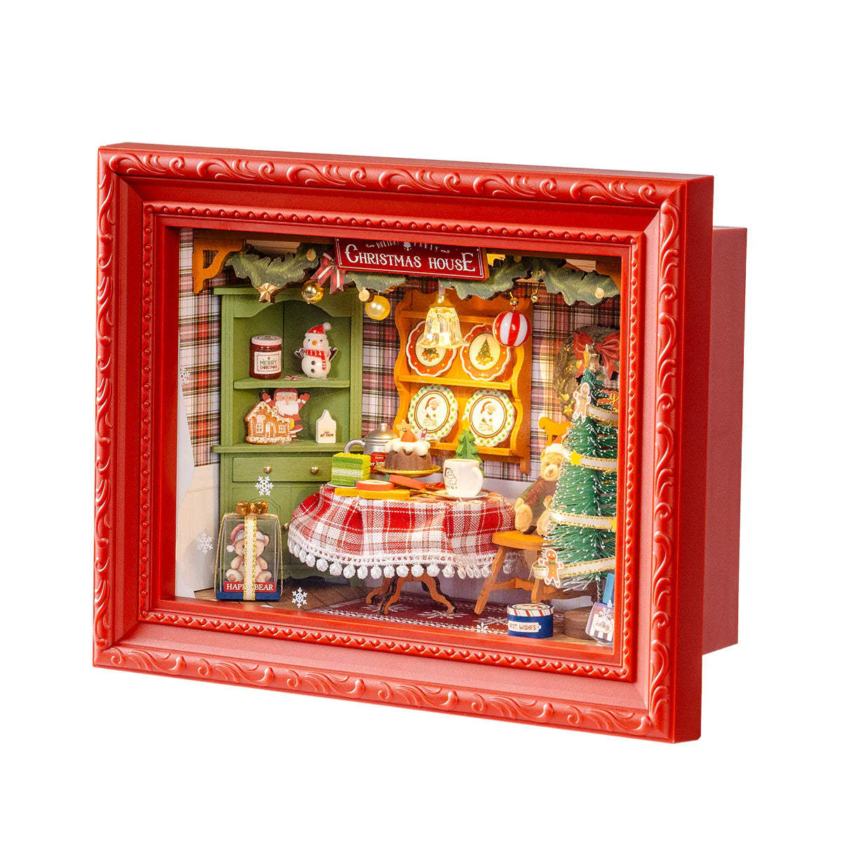 Picture frame with 3d Christmas display inside.