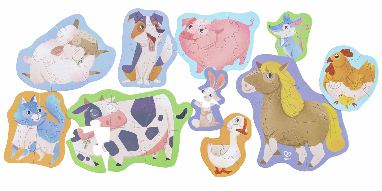 Set of 10 farmyard friends kids jigsaw puzzles.