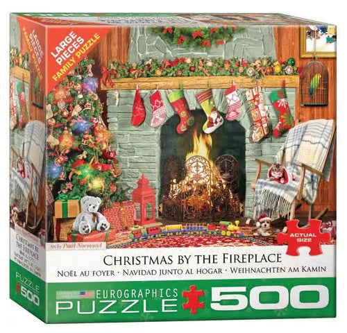 Christmas by the Fireplace 500pc Large Piece Puzzle