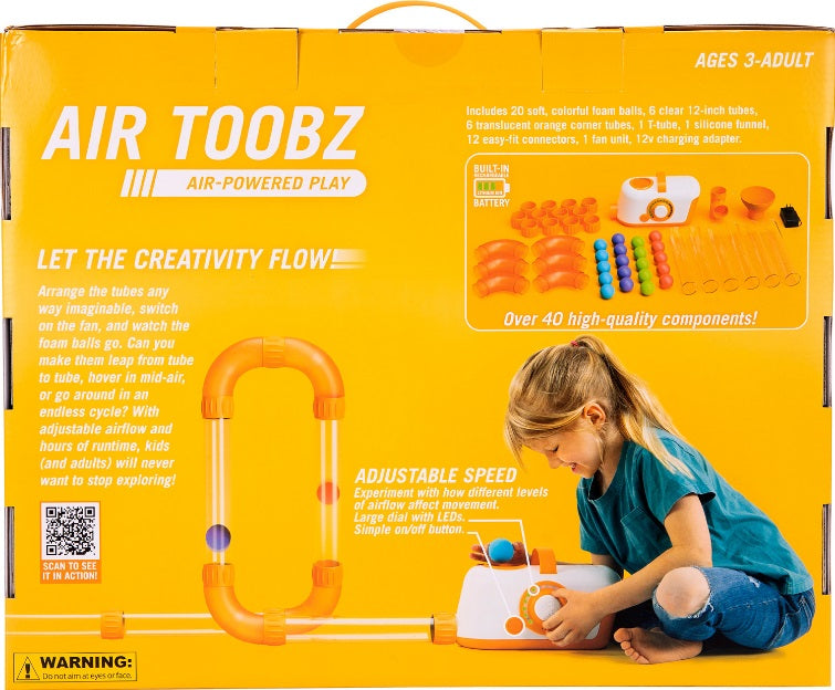 Back of orange Air Toobz box.