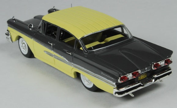 1/43 1958 Ford Fairlane 4 Door Gunmetal Gray and Pastel Yellow