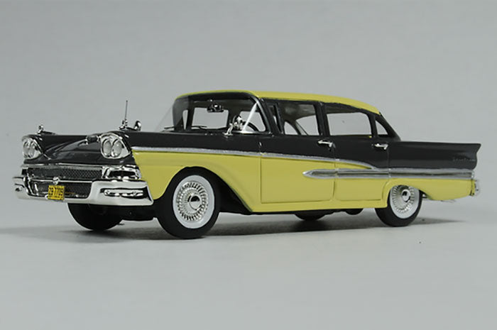 1/43 1958 Ford Fairlane 4 Door Gunmetal Gray and Pastel Yellow