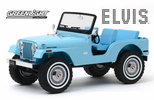 1/18 scale model of blue Jeep CJ-5.