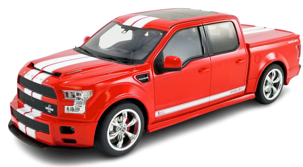 Resin model of Ford Shelby Super Snake in red with white stripes.